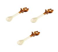3 Piezas cuchara de cerámica de dibujos animados cucharita de con diseño de animales cucharita de cerámica marrón cucharas para servir cucharas con forma de animales aperitivo TOPBATHY
