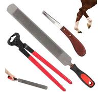 3 Piezas/Cuchillo de pezuña de 3 Piezas para Caballos, Herramientas de herrador de 14 Pulgadas Cuchillo de Acero Profesional, recortadores de pezuñas de Cabra con Mango de plástico, Herramientas de r