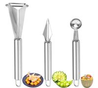 3 piezas Cuchillo para Tallar Frutas, Melon Cuchillo Tallado Fruta, Cuchara para Melón, Acero Inoxidante Frutas Cuchillo Tallado, Triangular, Multifunción, para Helados, Frutas Pelado, Calabaza