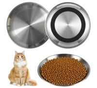 3 Piezas Cuenco Gato Premium de Acero Inoxidable, Comedero Gato Antideslizante y Antivuelco para Evitar Derrames, Comedero Gatos Higiénico y Reutilizable para Alimentos Secos o Húmedos y Agua (17CM)