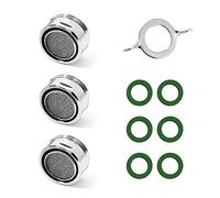3 piezas de accesorios filtro de grifo de ahorro de agua, aireador de grifo M24, incluye 6 arandelas y 1 llave de aireador cromada, para cocina y baño
