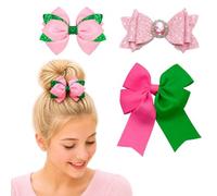 3 piezas de accesorios para el cabello de bruja para mujeres, lazos para el cabello para fanáticos de la película de brujas, color rosa y verde, bonitos lazos para el pelo, regalos para niñas (A)