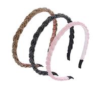 3 piezas de accesorios trenzados para el cabello para mujer, diademas de perlas trenzadas, gomas antideslizantes para el cabello, adecuadas para el uso diario de niñas (café, negro, rosa oscuro)