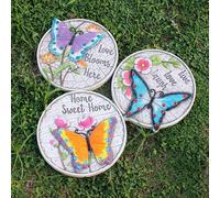 3 piezas de adoquines con forma de mariposa, vibrantes adoquines circulares for caminos al aire libre.