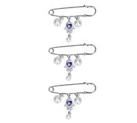 3 Piezas de Alfileres de Broche de Ojo Malvado, Azul de Ojo Malvado, Alfiler de Cochecito Turco Mal de Ojo, Mano de Hamsa de Fátima, Alfileres, Alfileres de Diamantes de Imitación, Broche de Perlas, R
