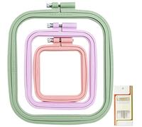3 piezas de aro de bordado ABS rectangular con marco de bordado cuadrado para punto de cruz, herramienta de costura para arte artesanal, costura práctica, con agujas de bordado de ojos dorados