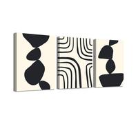 3 piezas de arte abstracto para pared en blanco y negro sin marco, impresiones geométricas abstractas, arte de pared bohemio, arte de pared de Matisse, arte minimalista para baño, dormitorio, sala de