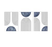 3 piezas de arte de pared abstracto bohemio, geometría azul, pintura artística, líneas retro, póster, lienzo impreso, imágenes de pared, decoración para sala de estar (60 x 80 cm/marco interior)