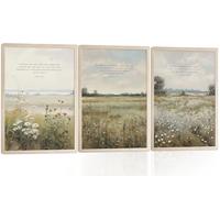 3 piezas de arte de pared con versículo bíblico con versículo de la Biblia, decoración de pared, escrituras modernas, impresiones florales, cuadros religiosos, pintura vintage, pósteres de fe de Jesús