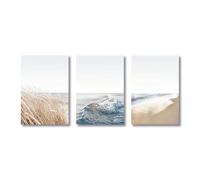 3 piezas de arte de pared, cuadro de playa junto al mar, póster en lienzo, impresión de paisaje nórdico escandinavo, imágenes de naturaleza, decoración para dormitorio y hogar (20x30cm/sin marco)