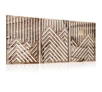 3 piezas de arte de pared de madera, decoración de montañas de una sola línea, decoración minimalista de montaña, decoración de pared de madera abstracta de línea de montaña para colgar para sala de