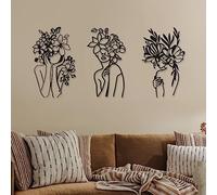 3 piezas de arte de pared de metal minimalista abstracto mujer arte de pared de metal moderno dibujo de pared decoración femenina de una sola línea para colgar en la pared para dormitorio, cocina,