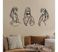 3 piezas de arte de pared de metal, minimalista, abstracto, mujer, arte de pared de metal, moderno, dibujo de líneas, decoración femenina de una sola línea, para colgar en la pared del hogar,