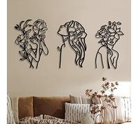 3 piezas de arte de pared de metal minimalista abstracto mujer arte de pared moderno dibujo de línea decoración de pared de metal femenino de una sola línea colgante para el hogar para dormitorio,
