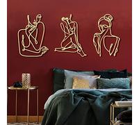 3 piezas de arte de pared de metal minimalista abstracto mujer arte de pared moderno dibujo de línea decoración de pared de metal femenino de una sola línea colgante para el hogar para dormitorio,