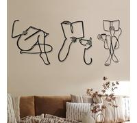 3 piezas de arte de pared de metal, minimalista, abstracto, para mujer, arte de pared de metal, moderno, decoración de dibujo femenino, una sola línea, para colgar en el hogar, dormitorio, cocina