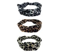 3 Piezas De Banda Para El Cabello Ancho De Leopardo, Diadema Multifunción Para Mujeres, Tocado Elástico Que Absorbe Sudor De Yoga Y La Decoración De Peinado Fijo.