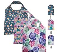 3 Piezas De Bolsas De Compras Estampadas En Plantas, Bolsas De Compras De Poliéster, Bolsas De Compras Plegables, Bolsos Portátiles, Bolsas De Almacenamiento De Gran Capacidad