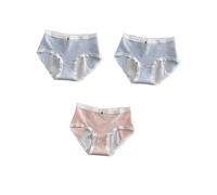 3 Piezas de Bragas Absorbentes para El Período Bragas Menstruales Transpirables Ropa Interior de Algodón para Adolescentes Bragas Posparto de Flujo Abundante Bragas Cómodas Azul/Rosa M