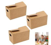 3 Piezas de Cajas de Cartón de 8 x 4,3 x 5 cm, minicajas de cartón para mudanza, Mini Cajas de Cartón para Decoración de Casas de Muñecas y Regalos de Festival, para Manualidades, Juegos