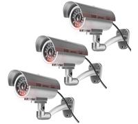 3 piezas de cámara falsa: cámara falsa con luz LED intermitente cámara de vigilancia para exteriores falsas cámara falsa con LED falsa cámara de seguridad para interior y exterior