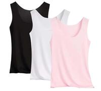 3 piezas de chalecos Ice Slik para mujer, sin mangas, sin costuras, casuales, básicas, para verano, ajustadas, camisetas sin mangas de verano, XXL