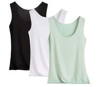 3 piezas de chalecos Ice Slik para mujer, sin mangas, sin costuras, casuales, básicas, para verano, ajustadas, camisetas sin mangas de verano, M