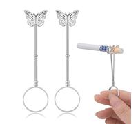 3 piezas de clip de anillo para cigarrillos para mujeres y hombres, elegante soporte de dedo de mariposa para fumar, regalo elegante para dama y caballero, 0.67 pulgadas (mariposa plateada)