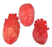 3 Piezas De Corazón Sangriento Falso, Cerebro, Cuerpo Realista, Partes del Cuerpo Sangrientas, Juguete De Broma, Terror, Halloween, Órganos Corporales Falsos para Decoración De Halloween
