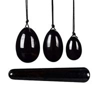 3 piezas de cuarzo rosa Yoni conjunto de huevos de jade mujeres Kegel ejercitador masajeador de jade, conjunto de huevos de obsidiana