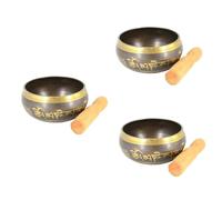 3 piezas de cuenco de meditación para clarinete, bolsa de sonido curativo, cuenco budista para cantar, cuenco para cantar, accesorio para golpear, cuenco de relajación, palo de mazo de madera de ma