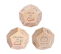 3 Piezas De Dados De Comida De 12 Lados, Dados De Decisión De Madera Creativa, Rompecabezas De Descanso, Pequeño Y Divertido Regalo Divertido.