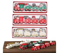 3 piezas de decoración de tren de madera de Navidad, mini adornos decorativos de tren de Navidad, juego de tren de Navidad de madera, decoración de mesa de día festivo, adorno de exhibición de
