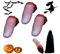 3 piezas de dedos realistas cortados, accesorios para dedos picados de Halloween, dedos espeluznantes de Halloween de goma maciza, dedos simulados para asustar a los amigos