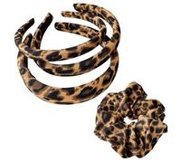 3 Piezas De Diadema Estampado De Leopardo Y 1 Pieza De Anillo De Cabello Estampado De Leopardo, Accesorios Retro Para El Cabello, Diadema Anti-Deslizamiento, Accesorios De Peinado.