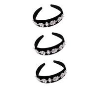 3 piezas de diadema negra con aros for el pelo, lazos elásticos de perlas, coleteros blancos for hijab for niñas, bandana blanca for mujer, diademas de moda, conjunto de bandas for el pelo, Miss Comfo