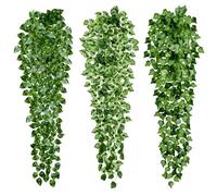 3 Piezas de Enredadera Artificial Colgante - Plantas Falsas de 96 cm con Hojas Verdes Ultrarealistas para Decoración de Bodas, Balcones, Jardines, Dormitorios y Paredes Interiores - Sin Mantenimiento