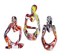 3 Piezas de estatuas y esculturas abstractas de Graffiti Pensador, Mini Adornos Coloridos de la Figura del Pensador, Mesa de Centro para el hogar, Oficina, Escritorio, Mesa, Sala de Estar, decoración