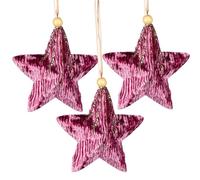 3 Piezas de Estrella Rosa Burdeos de 10,5 cm - Decoración Colgante para árbol de Navidad, Adornos Decorativos Festivos, Colgante de árbol de Navidad con temática de Cuento de Hadas