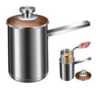 3 piezas de fría japonesa, bote de freír de acero inoxidable de 2L, 7,7 profundas bote de freidora con estante de drenaje de goteo de aceite, freidora de aceite con tapa de vidrio para pollo frito