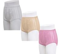 3 Piezas de Fundas de Pañales de Plástico para Adultos,Funda de plástico para Adultos para Incontinencia Impermeable Pantalones de Incontinencia para Hombre Mujer(White+Natural+Pink,Medium)