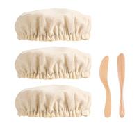 3 Piezas de Fundas de Tela para Tarros de Masa Madre con 2 Raspadores, Cubierta de Tela para Fermentación de Pan Kit de Tarros de Masa Madre para Boca de Taza de 20 cm de Diámetro