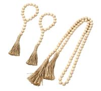 3 piezas de granja de cuentas de madera con borlas para oración decoración de pared de la boda mesa del hogar jerarquía bandeja decoración de la guirnalda hecha a mano