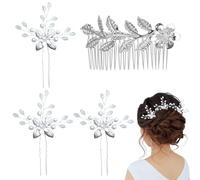3 Piezas De Horquillas De Hoja Y 1 Pieza De Peine De Cabello De Hoja, Elees Accesorios Para El Cabello, Accesorios Para El Cabello Nupcial, Decoraciones De Peinado.