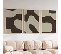 3 piezas de impresiones artísticas abstractas marrones, póster abstracto, estética de pared neutra, decoración de sala de estar, imágenes artísticas de pared marrón y beige, 70 x 100 cm/marco interior