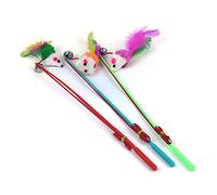 3 piezas de juguete interactivo con varita de plumas falsas coloridas, suministros de ejercicio interactivos para interiores, adultos, gatos, gatitos, reemplazo de ejercicio