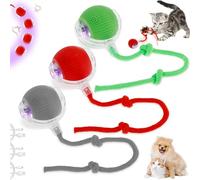 3 piezas de juguete interactivo para gatos, pelota de gato eléctrica con luz LED, USB, recargable, inteligencia, juguete para gatos, 360°, juguete para gatos y perros