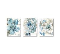 3 piezas de lienzo abstracto floral azul, póster de flores nórdicas e impresiones para decoración de pared de sala de estar (40x60cm/sin marco)