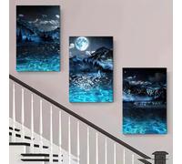 3 piezas de lienzo con paisaje de cielo estrellado de ensueño, decoración moderna minimalista para sala de estar o dormitorio, sin marco (50x70cm/20x28in) x3