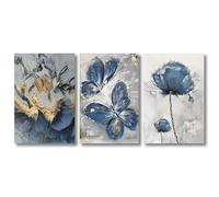 3 piezas de lienzo de lujo con estampado de flores y mariposas para pared, pósteres para sala de estar, dormitorio, oficina, decoración de pared 60x80cm